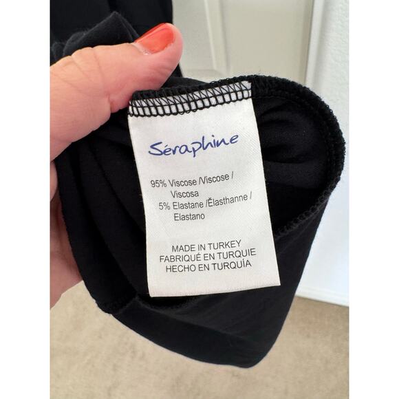 Seraphine Jolene Twist Front Maternity Dress Black 12 - Picture 4 of 5